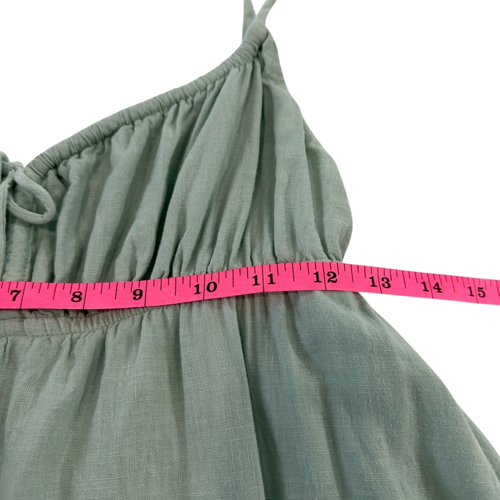 Princess Polly Empress of Love Sage Green Linen Milkmaid Babydoll Mini Dress, 6 - Picture 11 of 11